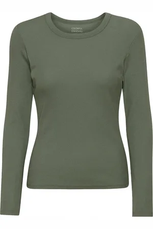 Colorful Standard T-shirt côtelé manches longues femme Organic dusty olive