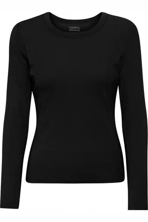 Colorful Standard T-shirt côtelé manches longues femme Organic deep black