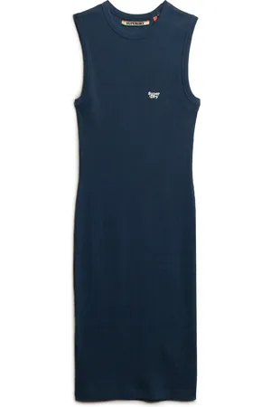 Superdry Robe moulante mi-longue côtelée femme