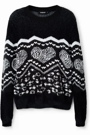 Desigual Pull frises cœurs femme