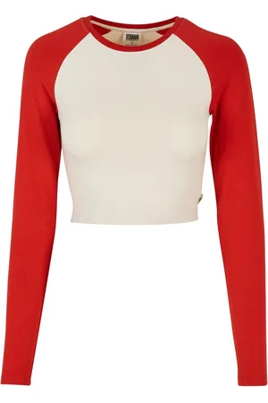 Urban classics T-shirt crop manches longues biologique femme Retro Baseball