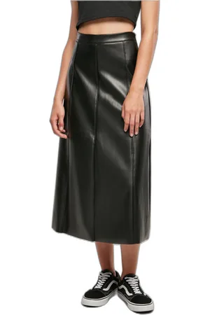 Urban classics Jupe mi-longue cuir synthétique femme