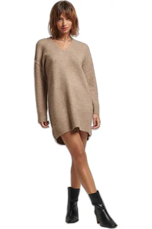 Superdry Robe pull en tricot à col en V femme