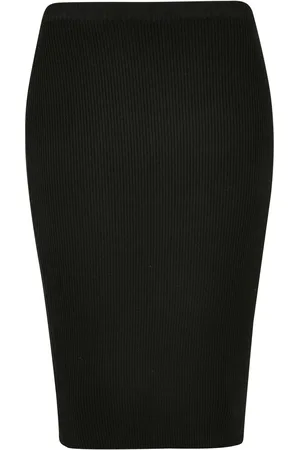 Urban classics Jupe mi-longue en tricot côtelé femme