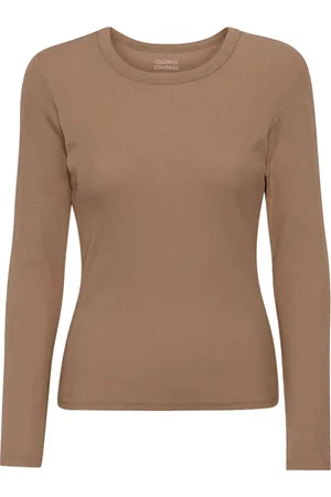 Colorful Standard T-shirt côtelé manches longues femme Organic sahara camel