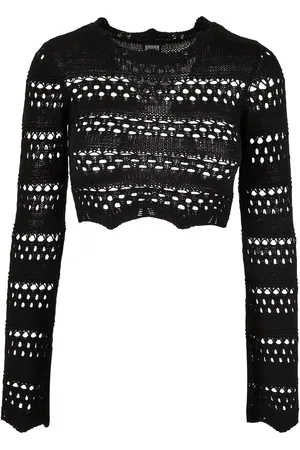 Urban classics Pullover crop tricot au crochet femme