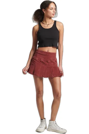 Superdry Mini jupe plissée en velours femme Vintage