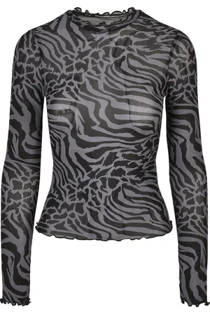 Urban classics Haut Col roulé à manches longues femme aop mesh