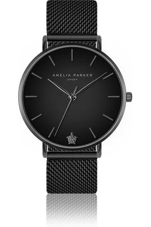 Amelia Parker Montre femme Jet Black Black Mesh