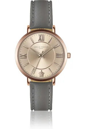 Amelia Parker Montre cuir femme Petite Rose Grey