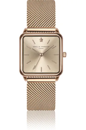 Amelia Parker Montre femme Gold Plaza Mesh