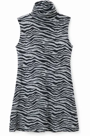 Desigual Robe mini maille zébrée femme