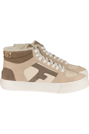 Faguo Baskets cuir et suède femme Walnut Mid