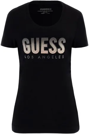 Guess T-shirt col rond logo dégradé à paillettes femme