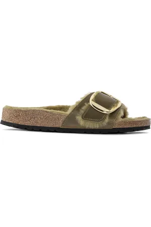Birkenstock Sandales femme Madrid Big Buckle Shearling Oiled Leather