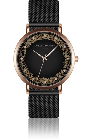 Amelia Parker Montre femme Coral Black Mesh