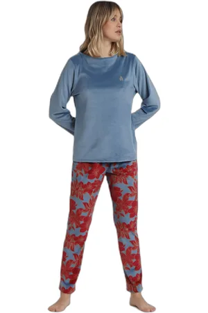 Admas Pyjama chaud manches longues en velours femme Luxury