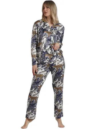 Admas Pyjama ouvert manches longues femme Luxury Leopard