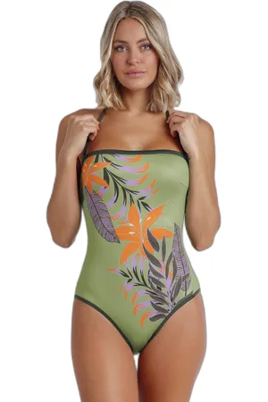 Admas Maillot de bain 1 pièce bandeau femme Jungle Mauve