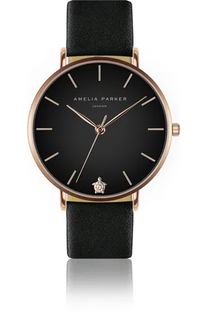 Amelia Parker Montre cuir femme Midnight Moon Black