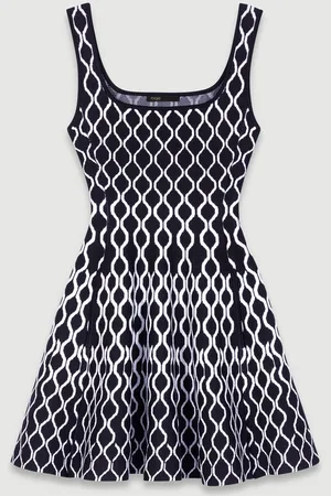 Maje Robe Courte En Maille À Motif