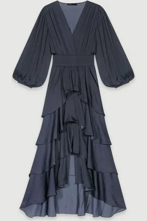 Maje Robe Longue À Volants