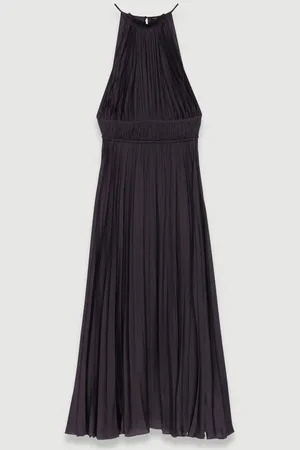 Maje Robe Longue Satinée Plissée