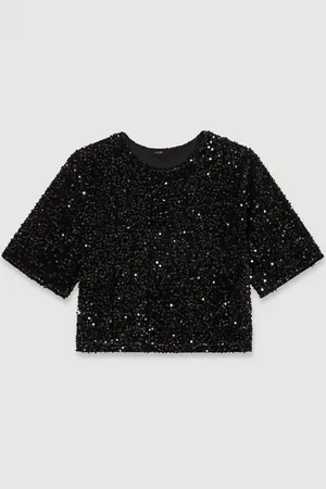 Maje Top En Velours Et Sequins