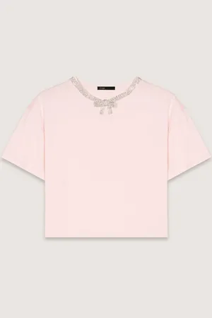 Maje Tee-shirt Court À Col Bijoux