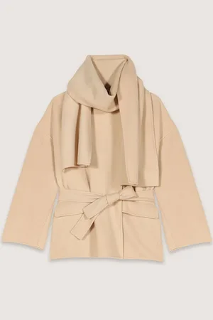 Maje Manteau Double Face À Écharpe