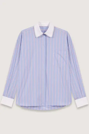 Maje Chemise À Rayures Et Col À Perles