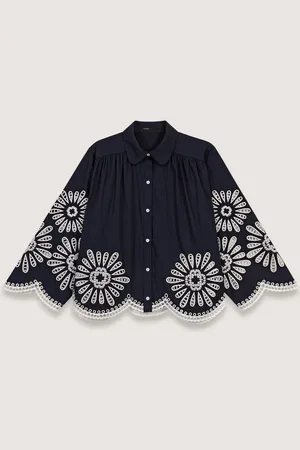 Maje Chemise Courte Avec Détails Crochet