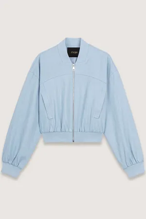 Maje Blouson Bomber Court En Denim