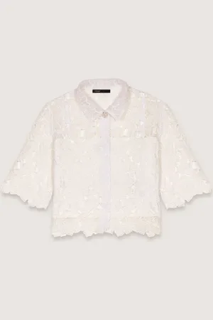 Maje Chemise Courte En Guipure À Fleurs