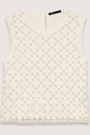 Maje Top En Crochet Avec Perles