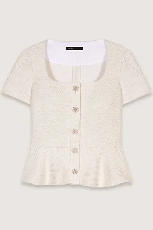Maje Top Peplum En Tweed Et Lurex