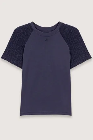 Maje Tee-shirt À Manches Tweed