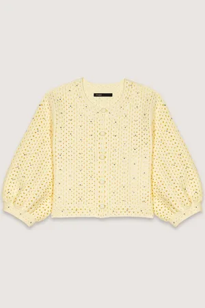 Maje Cardigan Court En Crochet Strassé