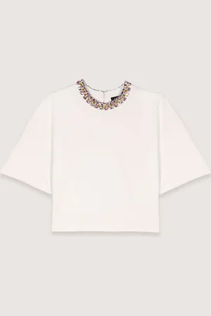 Maje Tee-shirt À Col Bijou