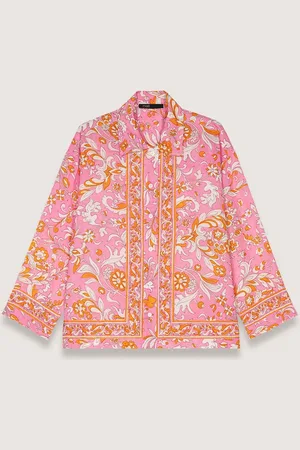 Maje Chemise Fluide En Lin Imprimée