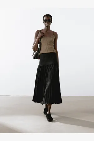 Massimo Dutti Jupe Midi Plissée Transparences - - L - - Femme