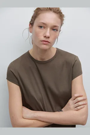 Massimo Dutti T-Shirt À Manches Courtes 100 % Coton - - L - - Femme
