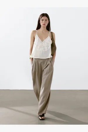 Massimo Dutti Pantalon Triple Pince 100 % Lin - - 44 - - Femme