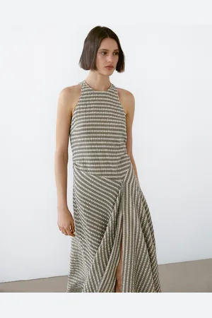 Massimo Dutti Robe Longue À Carreaux Ample En Coton - - 38 - - Femme