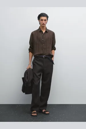 Massimo Dutti Pantalon Pied-De-Poule 100 % Lin - - 38 - - Homme