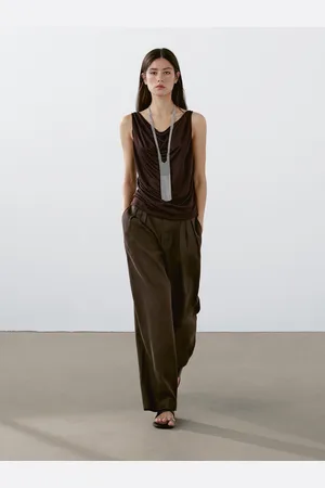 Massimo Dutti Pantalon Triple Pince 100 % Lin - - 34 - - Femme