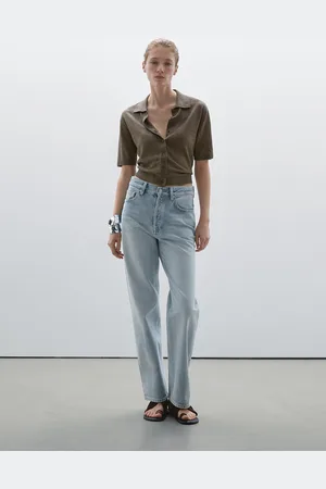 Massimo Dutti Jean Straight Taille Haute En Coton Mélangé - - 34 - - Femme