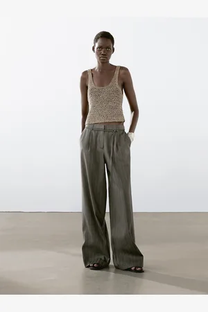 Massimo Dutti Pantalon Multi-Rayures Avec Ceinture - - 42 - - Femme