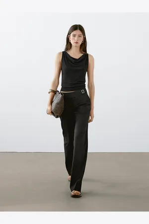 Massimo Dutti Top Sans Manches À Décolleté Drapé - - L - - Femme