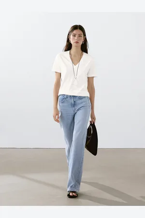 Massimo Dutti T-Shirt 100 % Coton Col En V - - M - - Femme